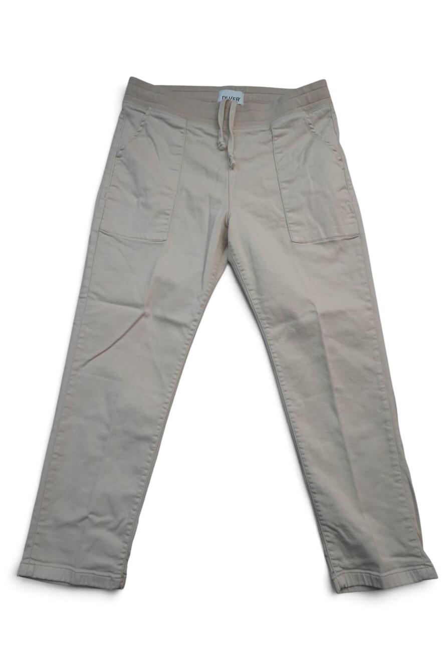 DUER Women's Live Free High Rise Jogger Pants M Stone Khaki Twill Drawstring